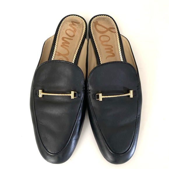 Sam Edelman Laurna Mule Flat Slip On Loafer Round Toe Black Leather 7.5 - Picture 3 of 7